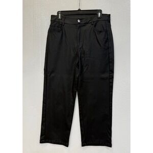 MakeMeChic Women's Size XL Leather Look High Waist Straight Leg Ankle Jeans